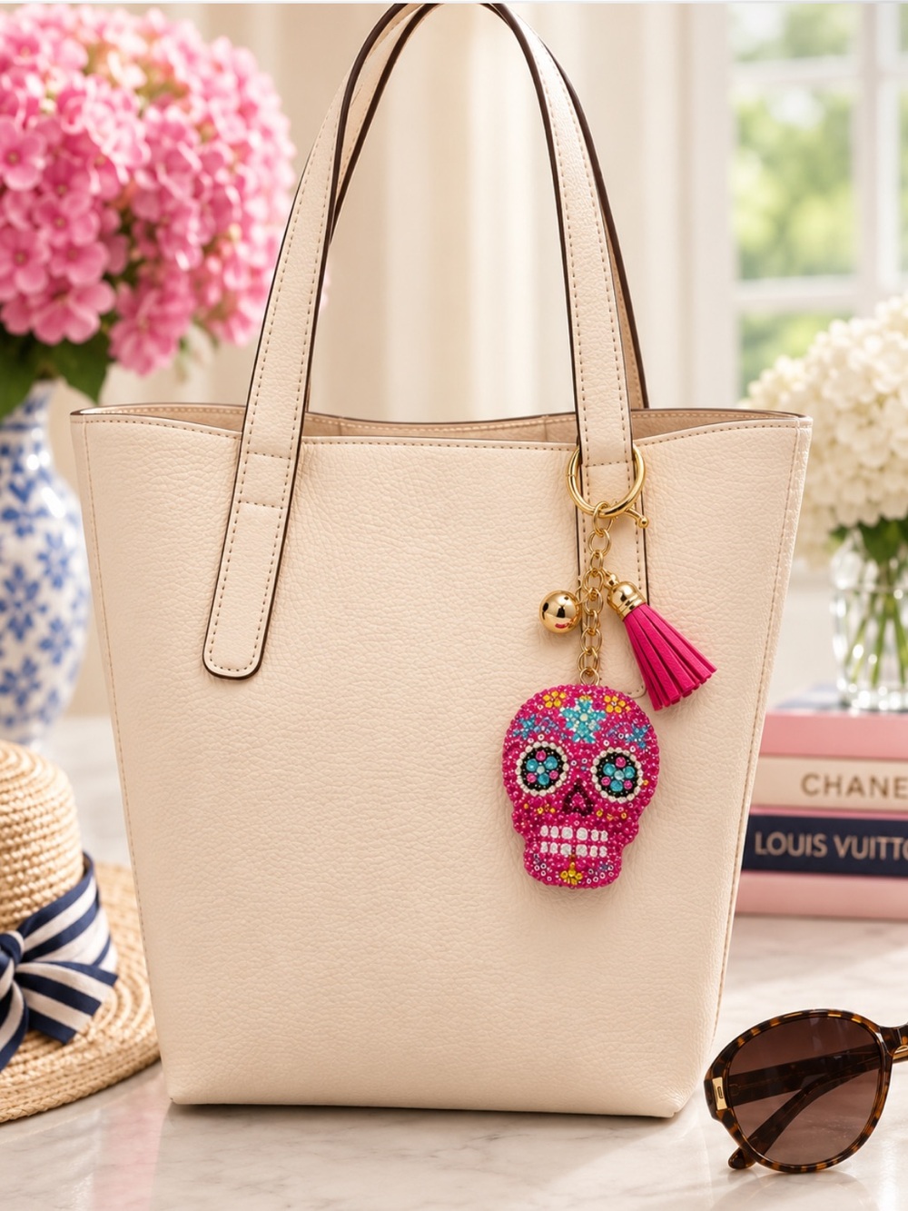 NWT Sugar Skull Bag Charm Keychain Dia De Los Muertos Day of the Dead Halloween